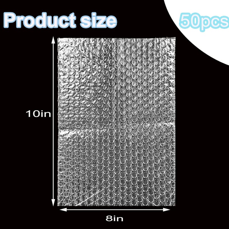HANDRERLEE 50Pcs Clear Bubble Out Bag 8X10Inch, Bubble pouches wrap for Shipping,Double Walled Cushioning Bags for Moving,Packing and Extra Protecting Fragile Item - Image 2